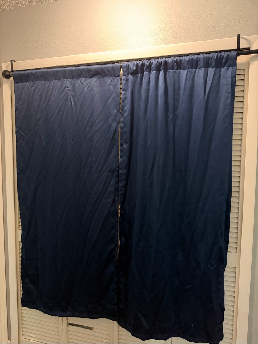 Solid Navy Blue Window Room Darkening Curtains - Classic Drapery Panels